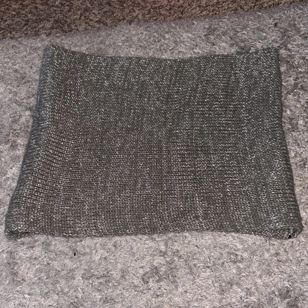 Gray Knit Infinity Scarf with Subtle Sparkles